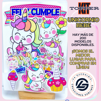 Kit Topper Unicornio Bebe #KIT-210