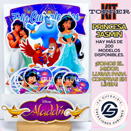 Kit Topper Princesa Jasmin y Aladdin #KIT-164