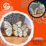 Mariposas Borde Dorado Amarillo Pastel #MBD-011