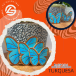 Mariposas Borde Dorado Turquesa #MBD-006