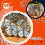 Mariposas Borde Dorado Celeste #MBD-005