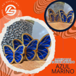 Mariposas Borde Dorado Azul Marino #MBD-008