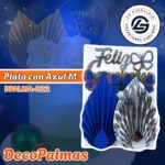DecoPalma Plata con Azul Marino #DPALMA-024