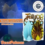DecoPalma Dorado con Celeste #DPALMA-006