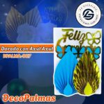 DecoPalma Dorado con Azul Azul #DPALMA-007