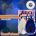 DecoPalma Azul con Blanco #DPALMA-036