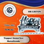 Topper Generico HBD Liston Plateado #TGM-112