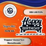 Topper Generico HBD Liston Negro #TGM-118