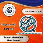 Topper Generico HBD Circular Turquesa #TGM-099