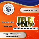 Topper Generico Feliz Día Flor Dorado #TGM-121