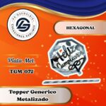 Topper Generico Hexagono con Globos Plateado #TGM-072