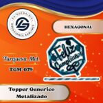 Topper Generico Hexagono con Globos Turquesa #TGM-079