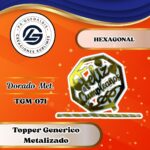 Topper Generico Hexagono con Globos Dorado #TGM-071