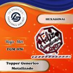 Topper Generico Hexagono con Globos Rojo #TGM-076