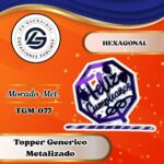 Topper Generico Hexagono con Globos Morado #TGM-077