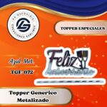 Topper Especial Feliz Aniversario Copa Plateado #TGE-072