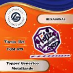 Topper Generico Hexagono con Globos Fucsia #TGM-075