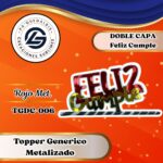 Topper Doble Capa Feliz Cumple Rojo #TGDC-006