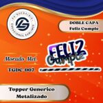 Topper Doble Capa Feliz Cumple Morado #TGDC-007