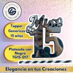 Topper Generico 15 años Plateado con Negro #TG15-017