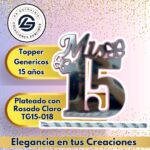 Topper Generico 15 años plateado con Rosado Claro #TG15-018