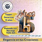 Topper Generico 15 años Plateado con Naranja #TG15-031