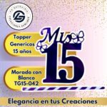 Topper Generico 15 años Morado con Blanco #TG15-042