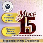 Topper Generico 15 años Rojo con Blanco #TG15-040