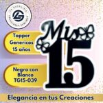 Topper Generico 15 años Negro con Blanco #TG15-039