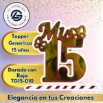 Topper Generico 15 Años Dorado con Rojo #TG15-010