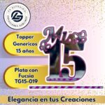 Topper Genérico 15 Años plateado con Fucsia #TG15-019