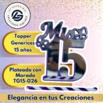 Topper Genérico 15 Años Plateado con Morado #TG15-026