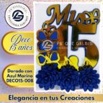 Deco 15 años Dorado con Azul Marino #DECO15-008