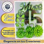 Deco 15 años Plateado con Verde Manzana #DECO15-029