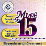 Topper Generico 15 años Fucsia con Blanco #TG15-037