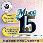Topper Generico 15 años Plateado con Azúl Celeste #TG15-021