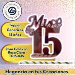 Topper Generico 15 años Rosa Gold con Rosa Claro #TG15-035
