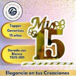 Topper Generico 15 años Dorado con Blanco #TG15-001