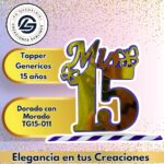 Topper Generico 15 años Dorado con Morado #TG15-011