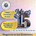 Topper Generico 15 Años Plateado con Azul Marino #TG15-023