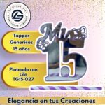 Topper Generico 15 Años Plateado con Lila #TG15-027