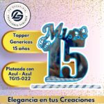 Topper Generico 15 años Plateado con Azul Azul #TG15-022