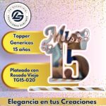 Topper Generico 15 Años Plateado con Rosa Viejo #TG15-020