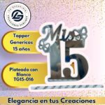 Topper Generico 15 años Plateado con Blanco #TG15-016
