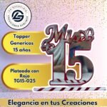 Topper Generico 15 años Plateado con Rojo #TG15-025