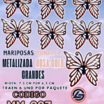 Mariposas Grandes Monarca Rosa Gold metalizadas 1 paquete contiene 6 und. código MM-083