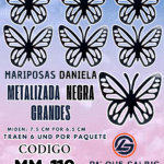Mariposas Grandes Daniela Negro metalizadas 1 paquete contiene 6 und. código MM-118