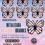 Mariposas Grandes Maria Rosa Gold metalizadas 1 paquete contiene 6 und. código MM-173