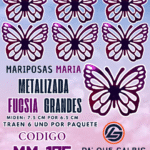 Mariposas Grandes Maria Fuscia metalizadas 1 paquete contiene 6 und. código MM-175