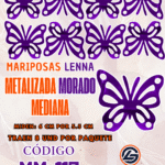 Mariposas Medianas Lenna Morado metalizadas 1 paquete contiene 8 und. código MM-117